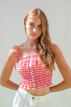 GINGHAM SMOCKED CAMI IN RED