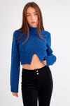 LONG SLEEVE CUT OUT SWEATER IN BLUE