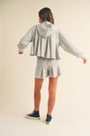 FLARE HOODIE SHORT SET IN GREY