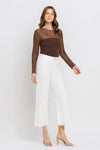 CROP WIDE LEG WHITE DENIM JEANS