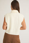 TURTLE NECK SWEATER VEST IN WHITE