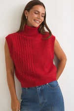 TURTLE NECK SWEATER VEST IN RED