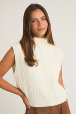 TURTLE NECK SWEATER VEST IN WHITE