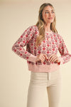 FLORAL KNIT BUTTON UP CARDIGAN