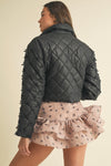 BLACK BOW DETAIL PUFFER COAT