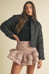 BLACK BOW DETAIL PUFFER COAT