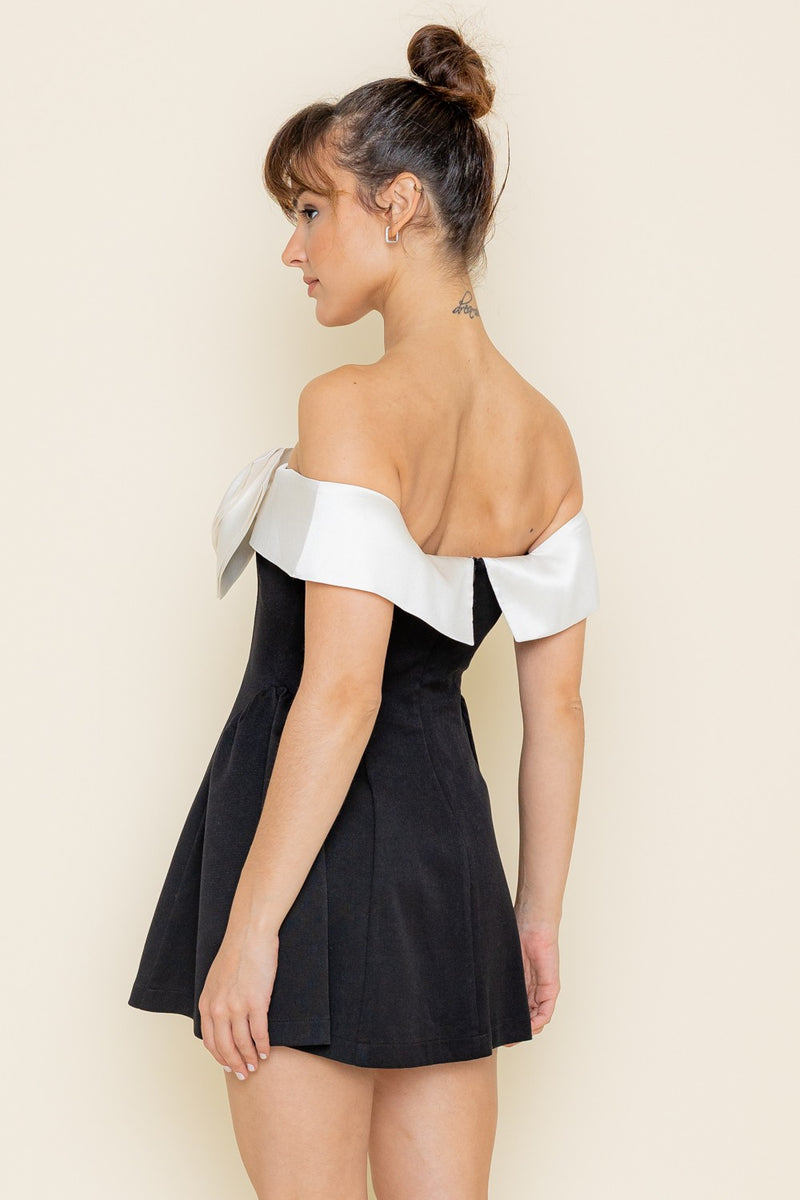 OFF THE SHOULDER BOW DRESS