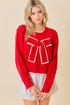 LONG SLEEVE SWEATER WITH RIBBON DETAIL