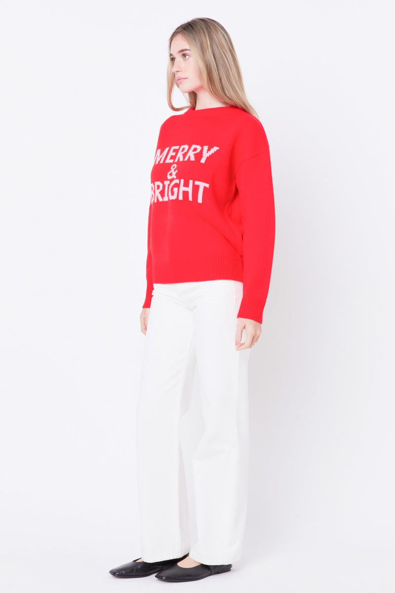 MERRY & BRIGHT LETTERED SWEATER