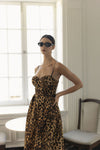 LEOPARD BUSTIER MIDI DRESS