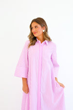 ORCHID STRIPPED MAXI SHIRT DRESS