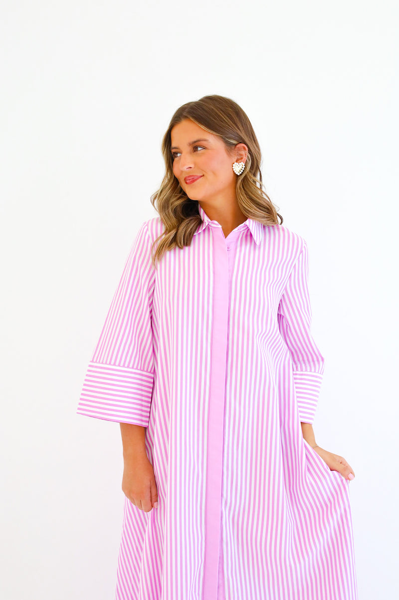 ORCHID STRIPPED MAXI SHIRT DRESS