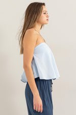 STRAPLESS LIGHT BLUE TOP