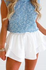 WHITE RUFFLED SHORTS