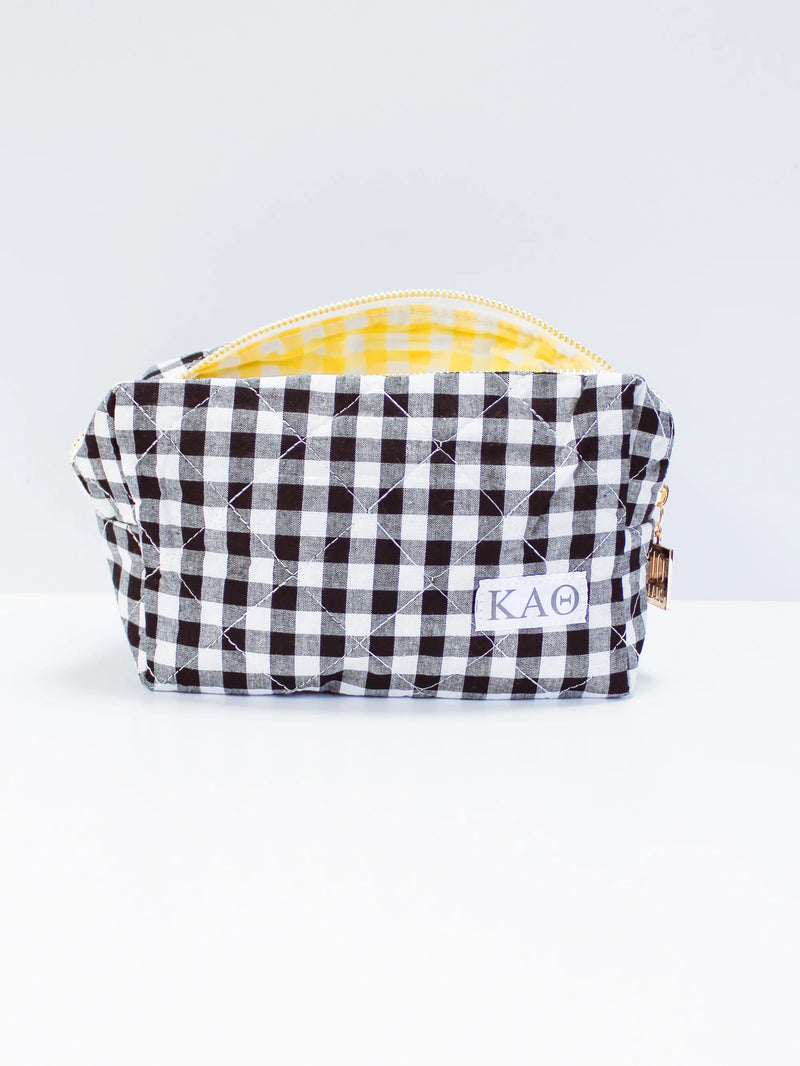 GINGHAM QUILTED MAKEUP BAG | KAPPA ALPHA THETA