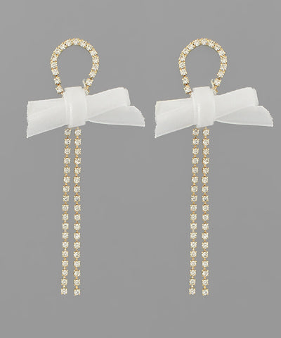 RHINESTONE BOW EARRING