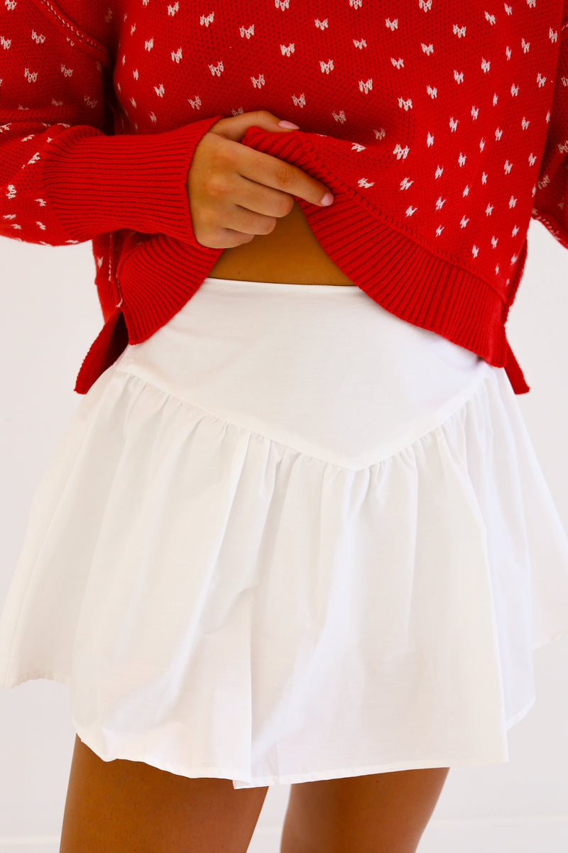 WHITE MINI POPLIN SKORT