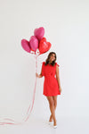 RED BOW BOATNECK MINI DRESS