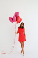 RED BOW BOATNECK MINI DRESS