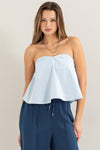 STRAPLESS LIGHT BLUE TOP