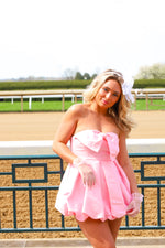 PINK STRAPLESS BOW DRESS