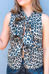 CHEETAH FRONT TIE VEST