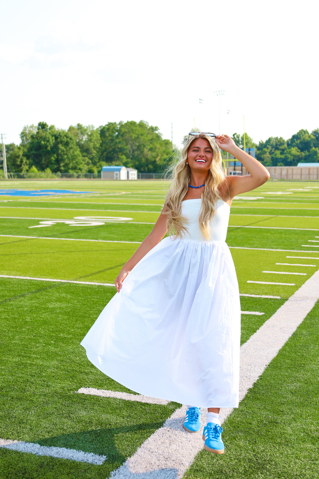 WHITE STRAPLESS COTTON MAXI