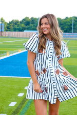 BLACK AND WHITE STRIPED FOOTBALL DRESS