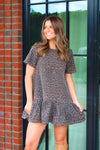 WASHED LEOPARD DROP WAIST DRESS