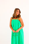 KELLY GREEN PLEATED MAXI DRESS