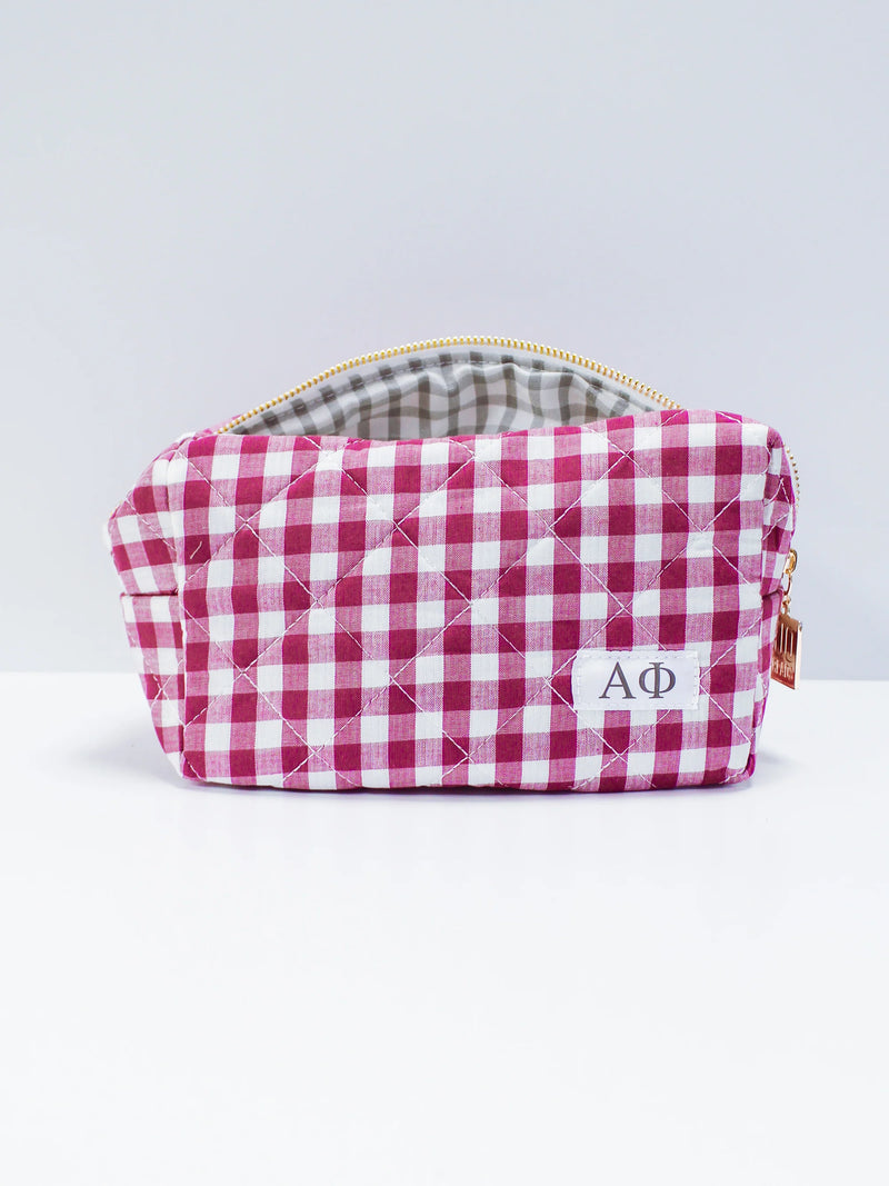 GINGHAM QUILTED MAKEUP BAG | ALPHA PHI