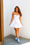 STRAPLESS OPEN BACK DRESS IN WHITE