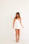 STRAPLESS WHITE TEXTURED BABYDOLL DRESS