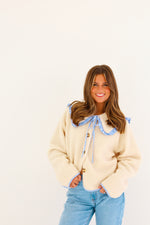 GINGHAM RUFFLE SHERPA JACKET