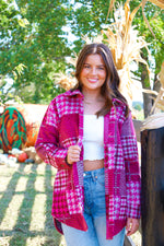 PINK PLAID OVERSIZED SHACKET