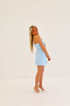 LIGHT BLUE JACQUARD PUZZLE MINI DRESS