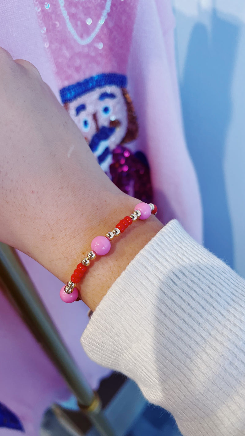 RED & PINK BRACELET | BEADED BLONDES