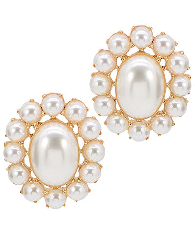 OVAL PEARL FLOWER EARRING