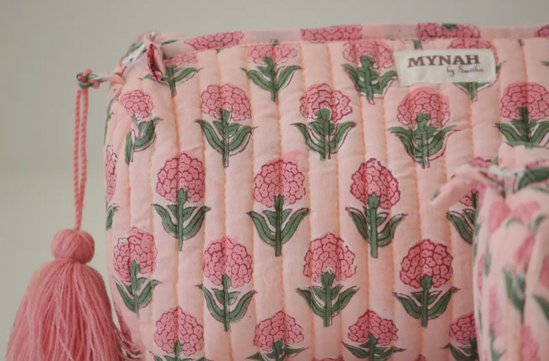 BLUSH MARIGOLD QUILTED TRAVEL COSMETIC BAG