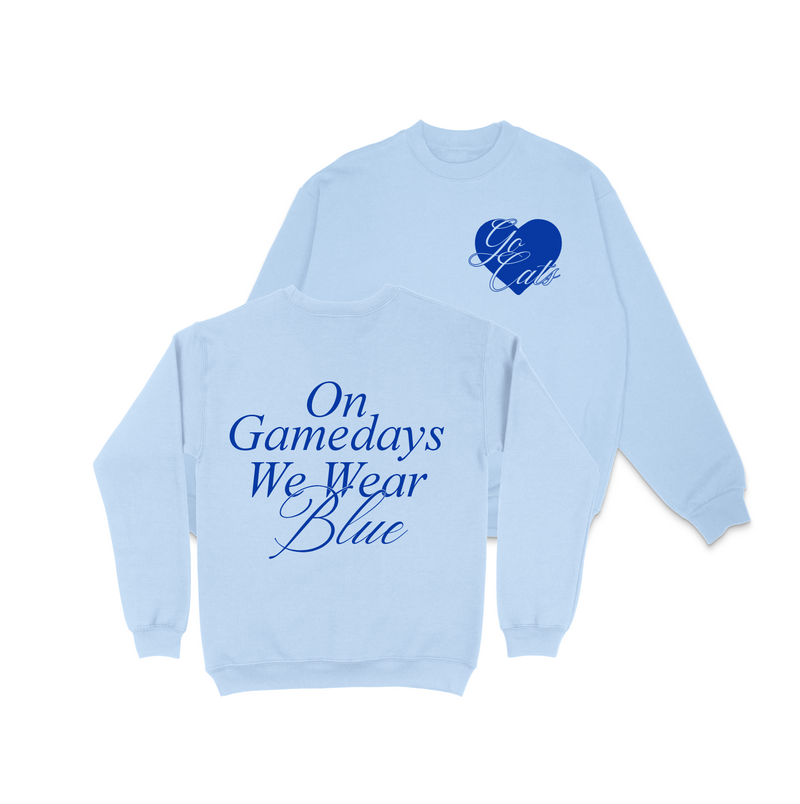 ON GAMEDAYS WE WEAR BLUE CUSTOM CREWNECK