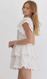 SCALLOP RUFFLE WHITE ROMPER