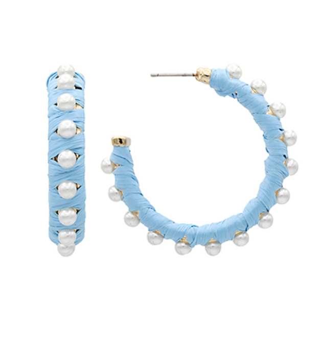 BLUE RAFFIA HOOPS