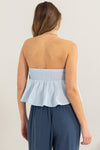 STRAPLESS LIGHT BLUE TOP