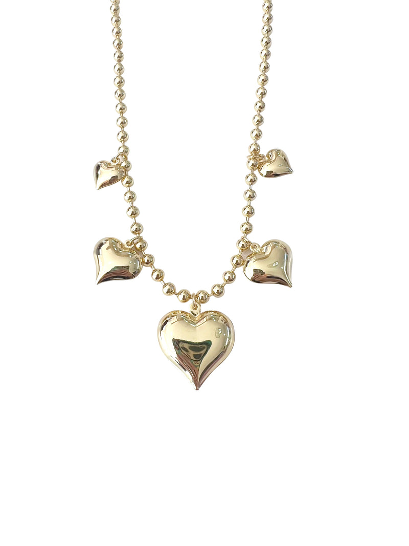 MULTI PUFFY HEART NECKLACE