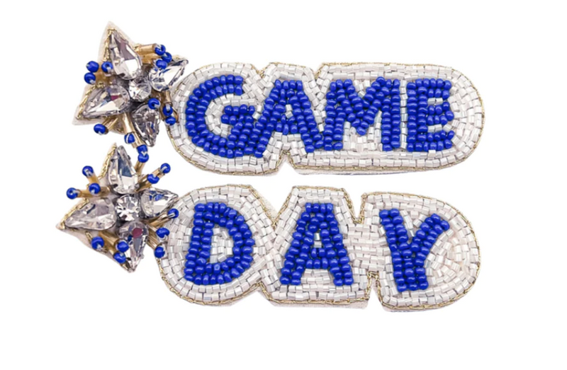 BEADED GAME DAY EARRINGS WITH CRYSTALS