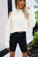 HAILEY CUT OUT HOODIE IN IVORY