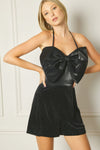 LARGE BOW VELVET ROMPER